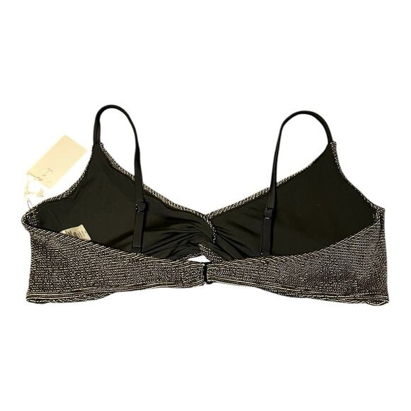 NWT Good American Always Fits Twisted Bikini Top Size 7 4X Swim Black Gold Shiny - Picture 2 of 6